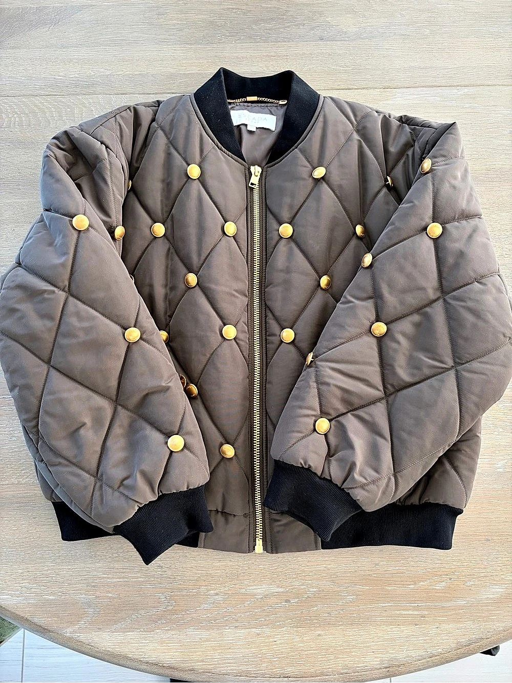 Escada Sport Quilted Bomber Jacket in Brown Size 40 Like New